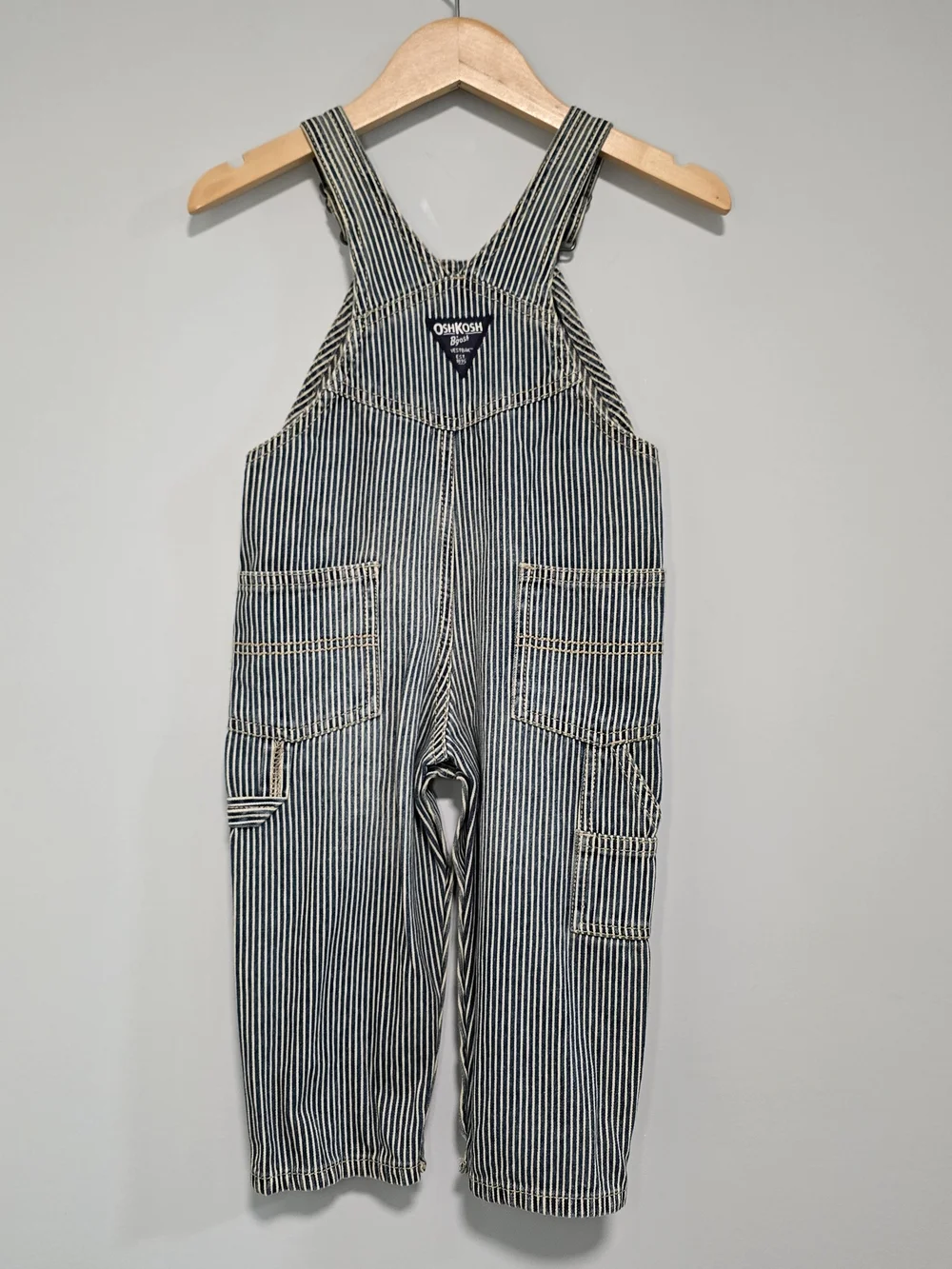 OshKosh B'gosh Striped Kids Overalls - Navy & White
